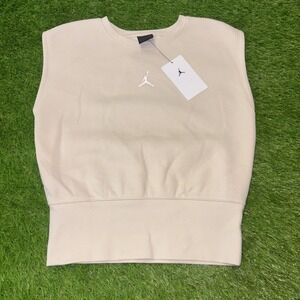 Jordan Girls Sleeveless Sweatshirt Padded Shoulder‎ Tank Top Cream L 12-13Y NWT
